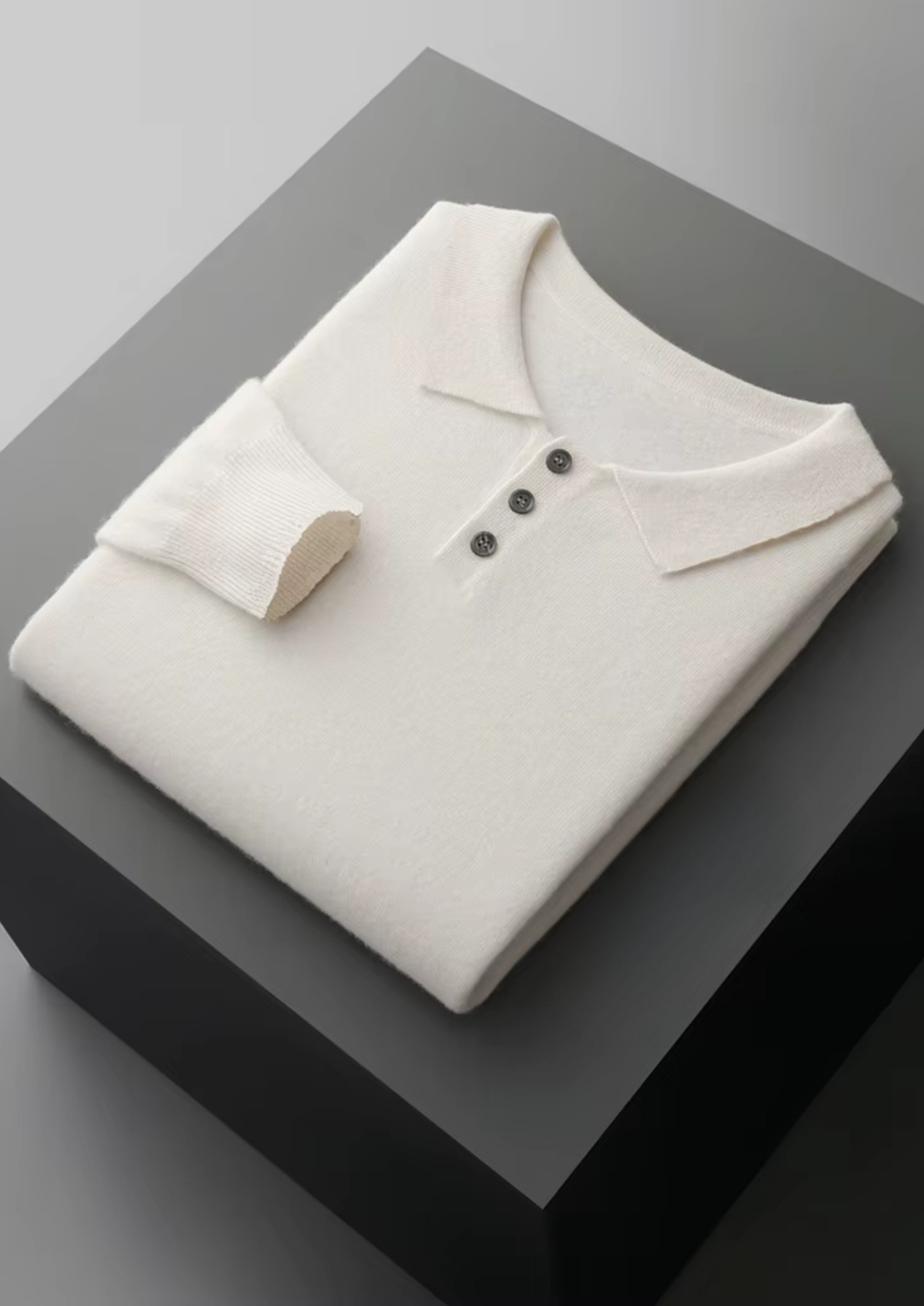 Herren Polopullover mit Knopfleiste und Langen Ärmeln