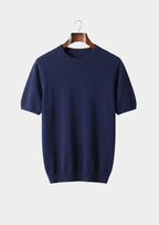 Herren Feinstrick-Shirt mit Rundhalsausschnitt und Kurzen Ärmeln