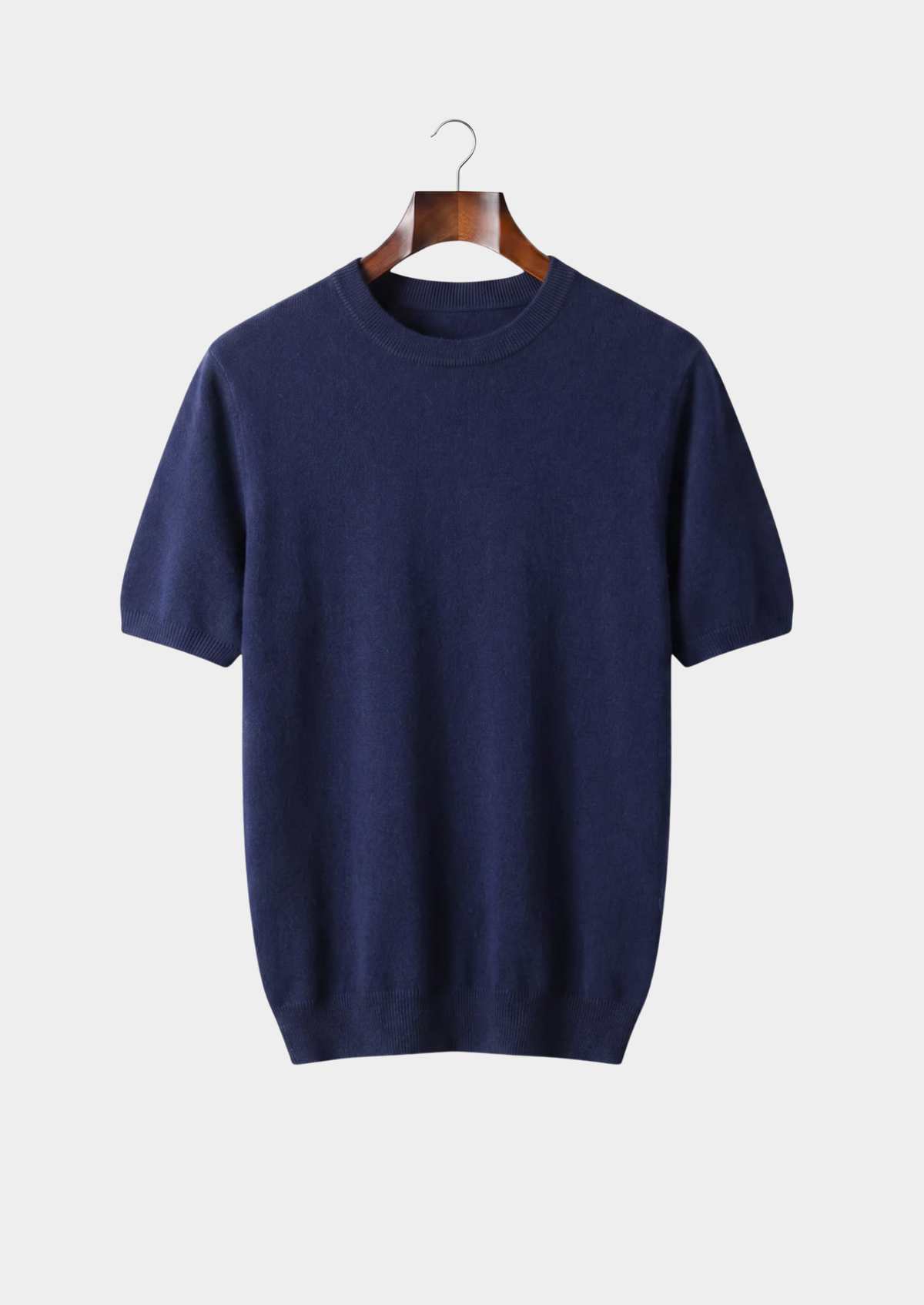 Herren Feinstrick-Shirt mit Rundhalsausschnitt und Kurzen Ärmeln