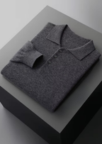 Herren Polopullover mit Knopfleiste und Langen Ärmeln