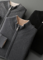 Herren Strickjacke mit Zweiwege-Reißverschluss und Eingrifftaschen