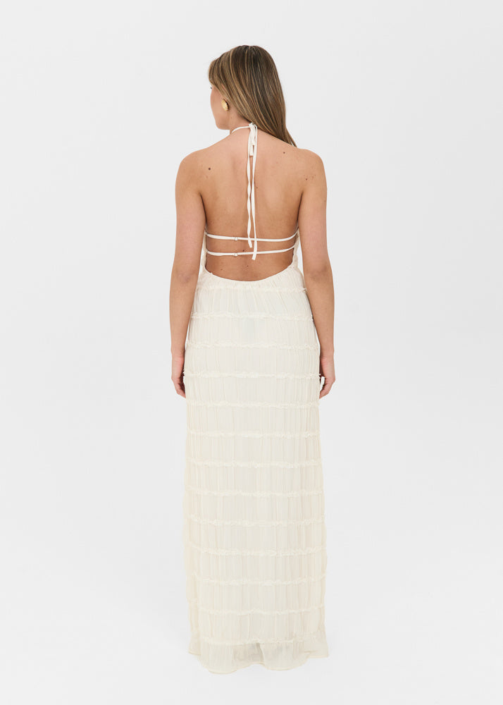 Damen ärmelloses Maxikleid mit Neckholder-Ausschnitt und offenem Rücken Ansicht 3