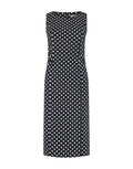 Damen ärmelloses Midikleid mit Punktemuster und körpernahem Schnitt