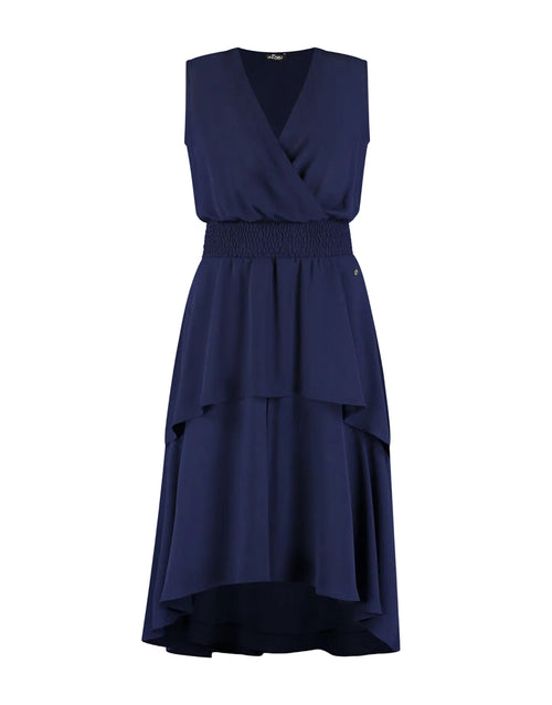 Damen ärmelloses Midikleid mit Wickelausschnitt und Stufenrock