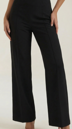 Damen Baggy Hose mit Mittelhohem Bund und Bügelfalten