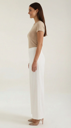 Damen Baggy Hose mit Mittelhohem Bund und Bügelfalten