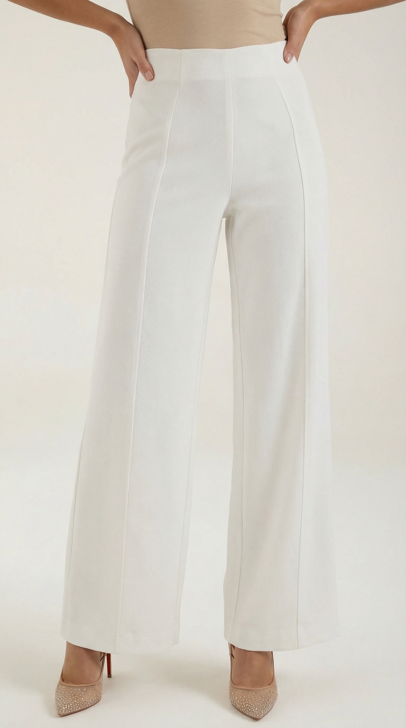 Damen Baggy Hose mit Mittelhohem Bund und Bügelfalten