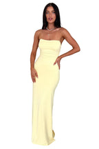 Damen Bandeau Maxikleid mit Rückenschnürung und Raffung
