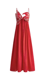 Damen Besticktes Maxikleid mit Spaghettiträgern und Empire-Taille