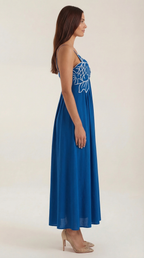 Damen Besticktes Maxikleid mit Spaghettiträgern und Empire-Taille