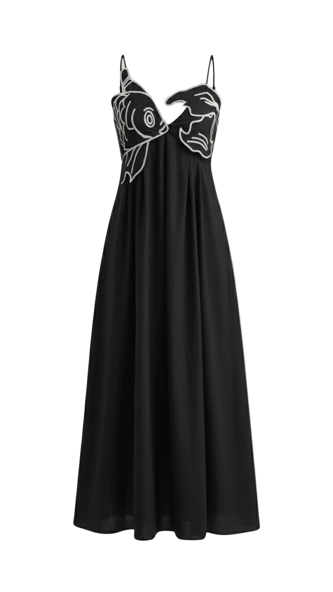 Damen Besticktes Maxikleid mit Spaghettiträgern und Empire-Taille