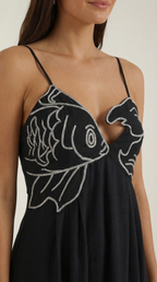 Damen Besticktes Maxikleid mit Spaghettiträgern und Empire-Taille