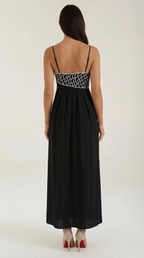 Damen Besticktes Maxikleid mit Spaghettiträgern und Empire-Taille