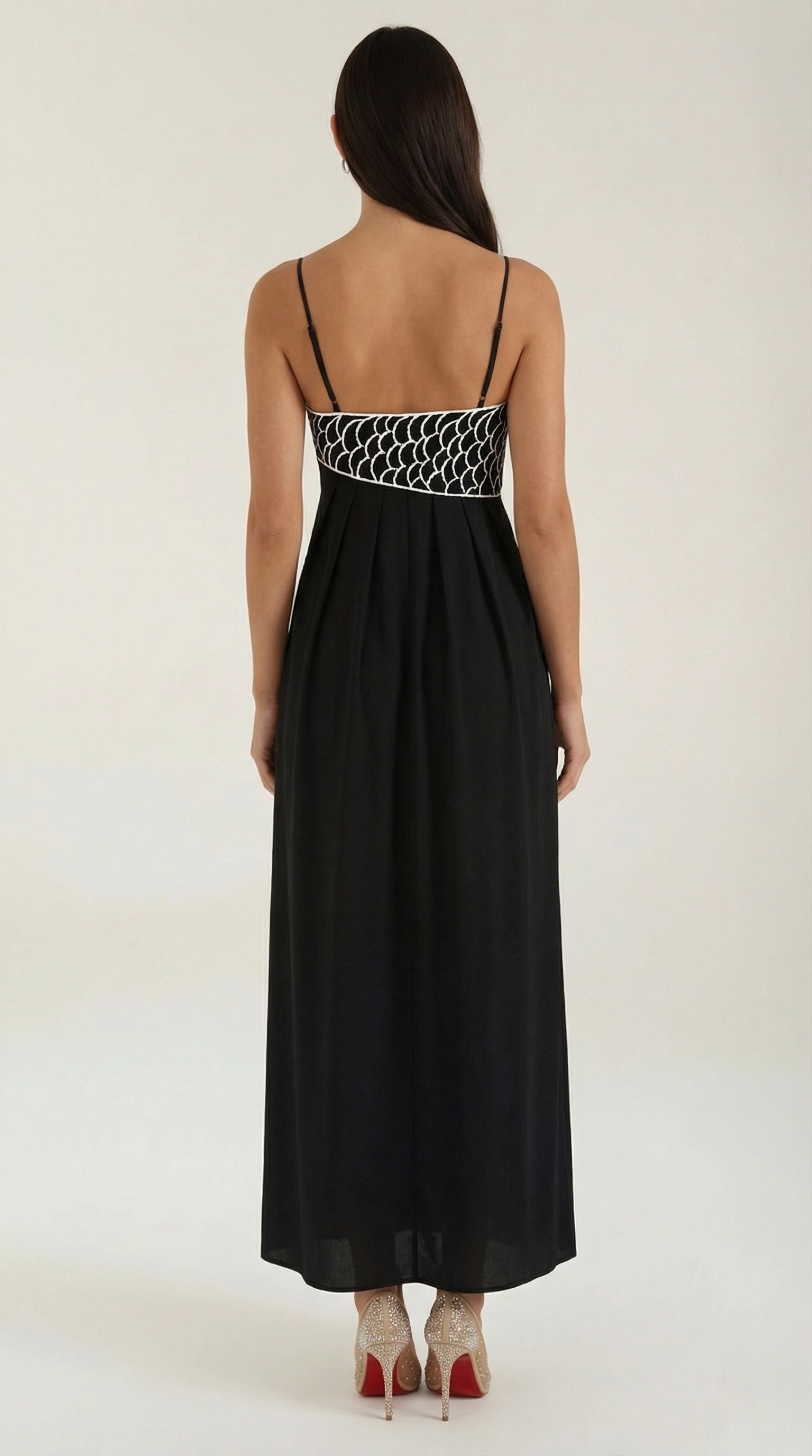 Damen Besticktes Maxikleid mit Spaghettiträgern und Empire-Taille