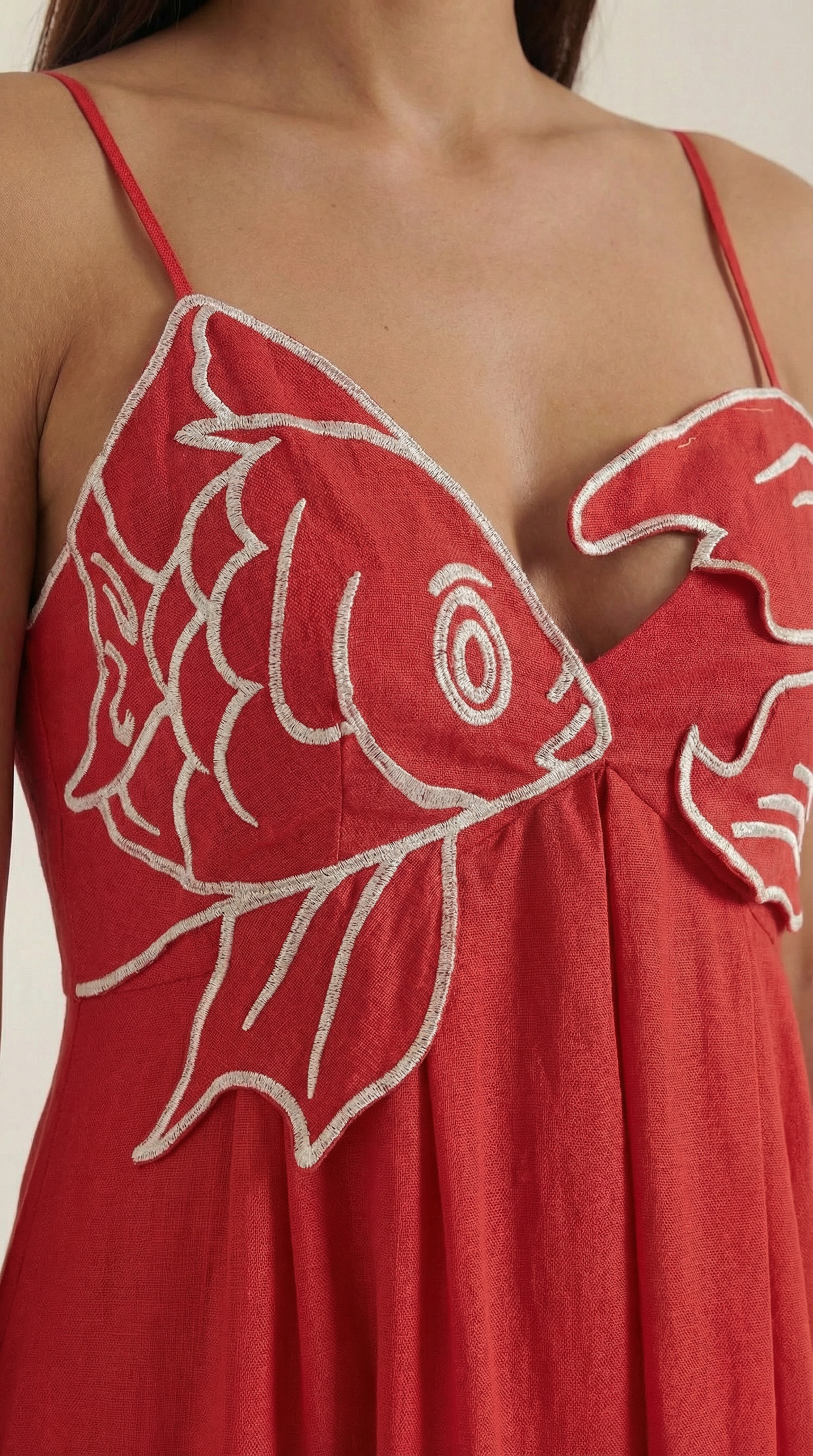 Damen Besticktes Maxikleid mit Spaghettiträgern und Empire-Taille