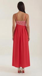 Damen Besticktes Maxikleid mit Spaghettiträgern und Empire-Taille