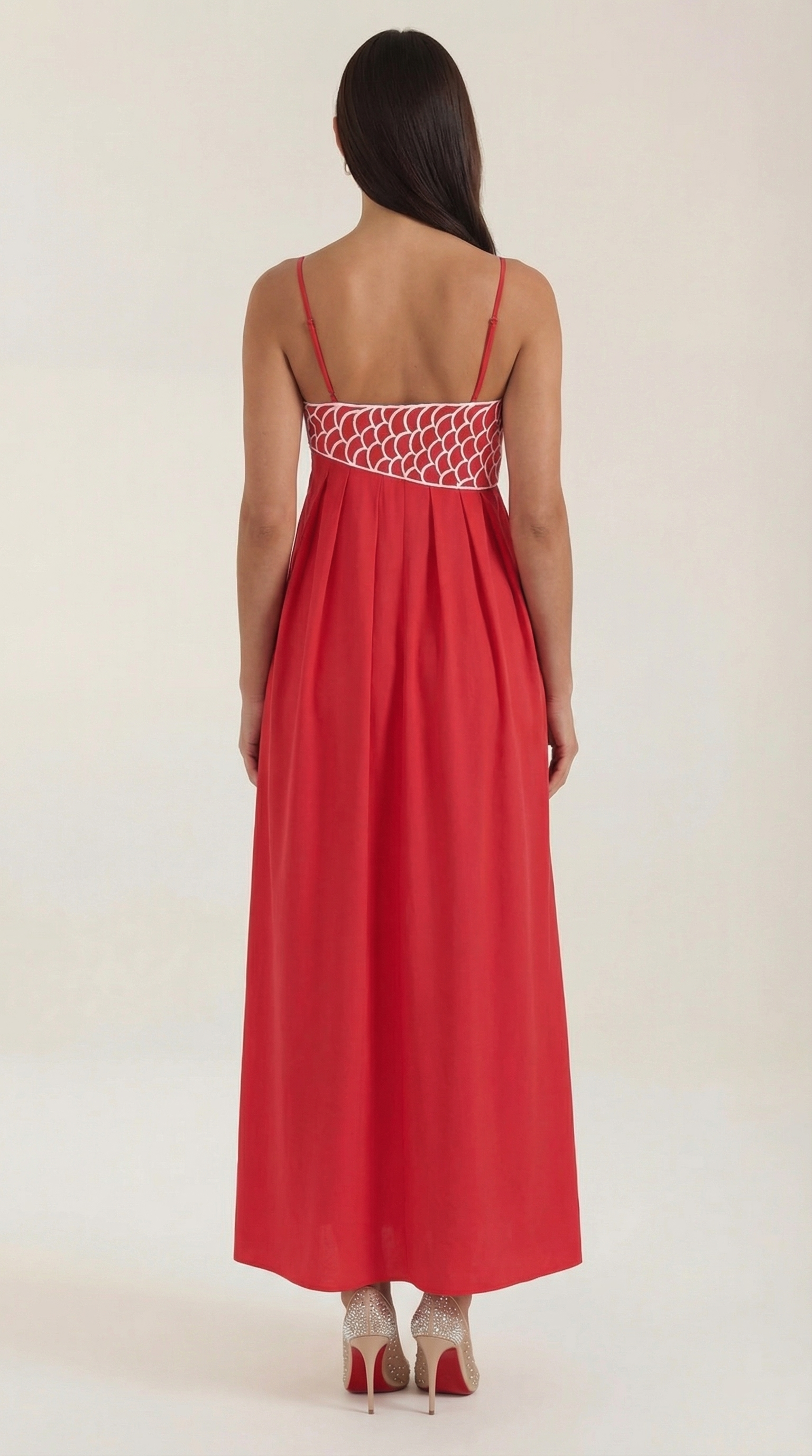 Damen Besticktes Maxikleid mit Spaghettiträgern und Empire-Taille