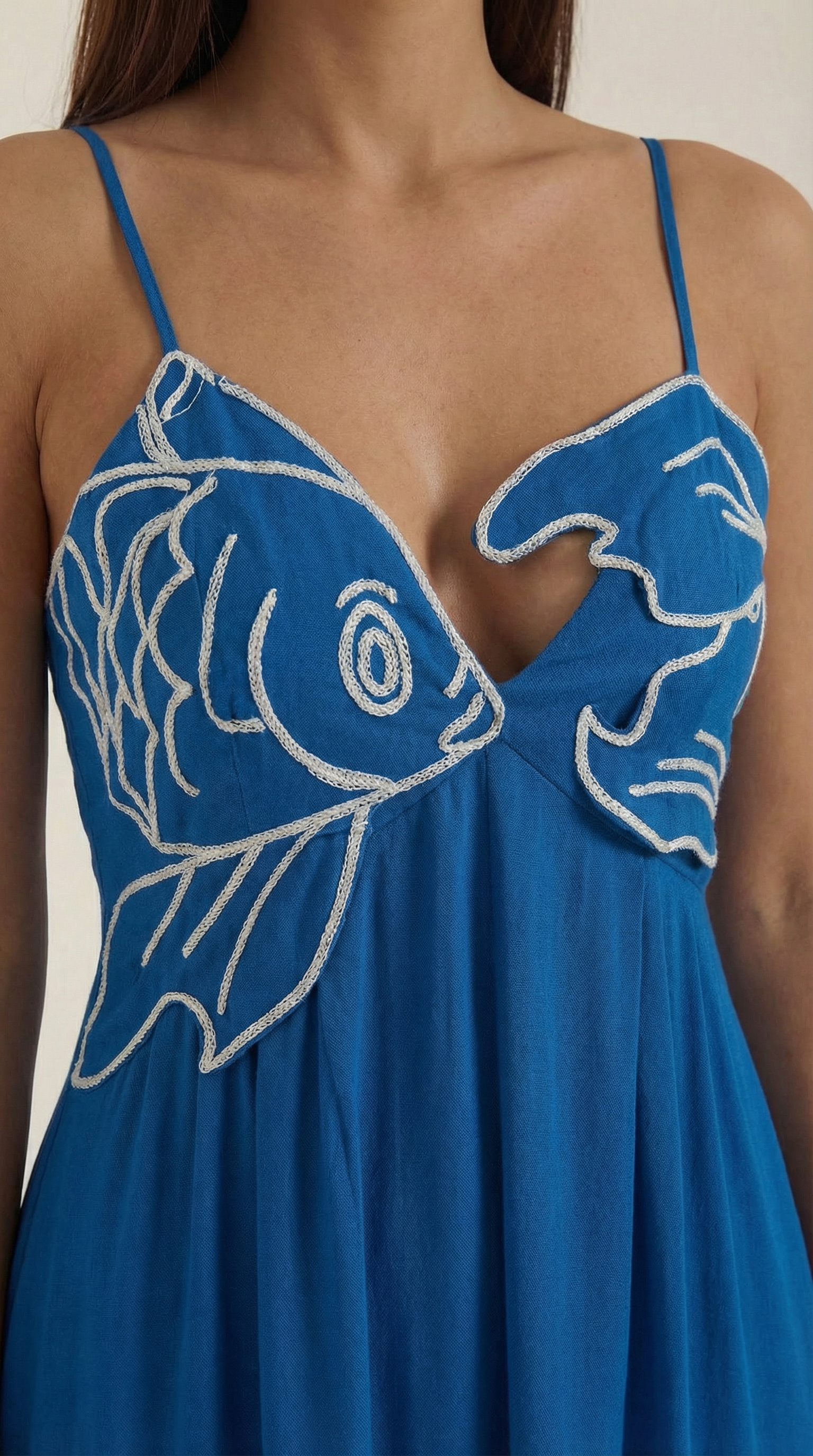 Damen Besticktes Maxikleid mit Spaghettiträgern und Empire-Taille