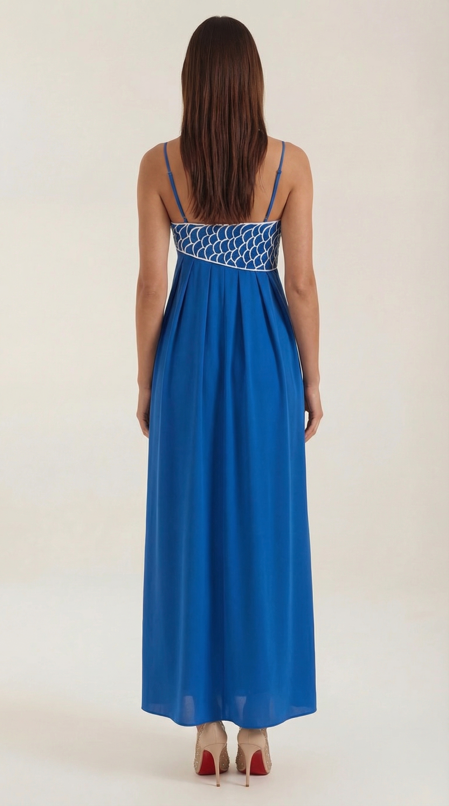 Damen Besticktes Maxikleid mit Spaghettiträgern und Empire-Taille