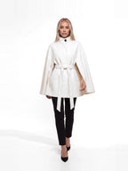 Damen Cape mit Bindegürtel und Stehkragen – Ansicht 6