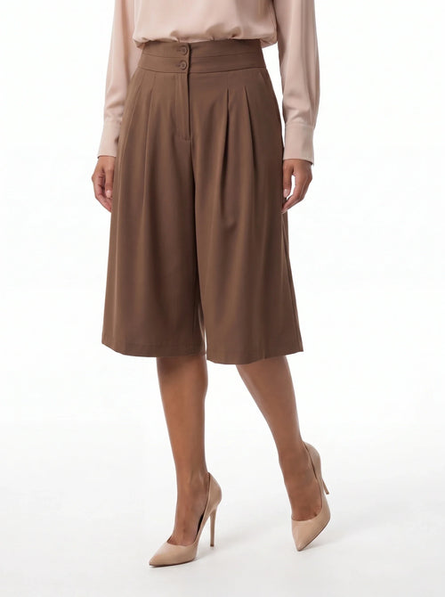 Damen Culotte mit hohem Bund und Bundfalten