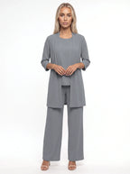 Damen Dreiteiliges Set mit Strickjacke, Top und Weiter Hose – Ansicht 13