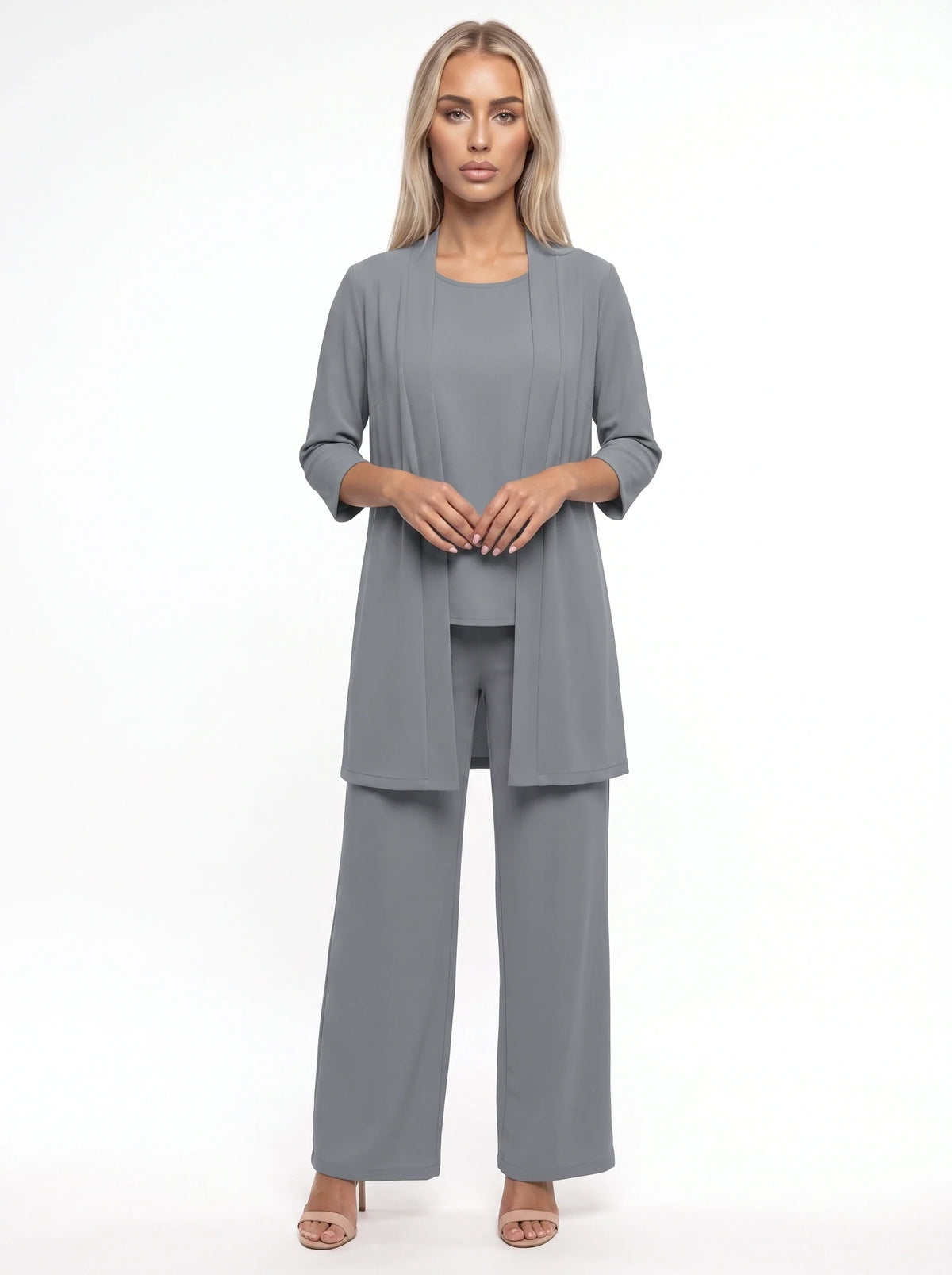 Damen Dreiteiliges Set mit Strickjacke, Top und Weiter Hose – Ansicht 13