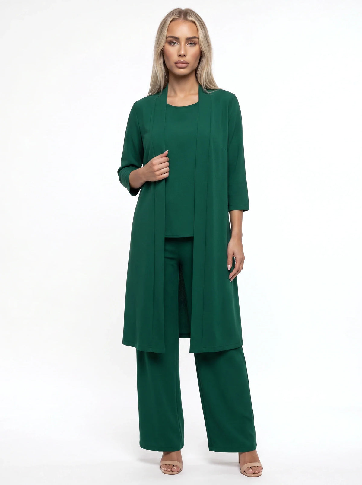 Damen Dreiteiliges Set mit Strickjacke, Top und Weiter Hose – Ansicht 17