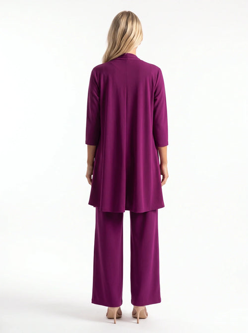 Damen Dreiteiliges Set mit Strickjacke, Top und Weiter Hose – Ansicht 2