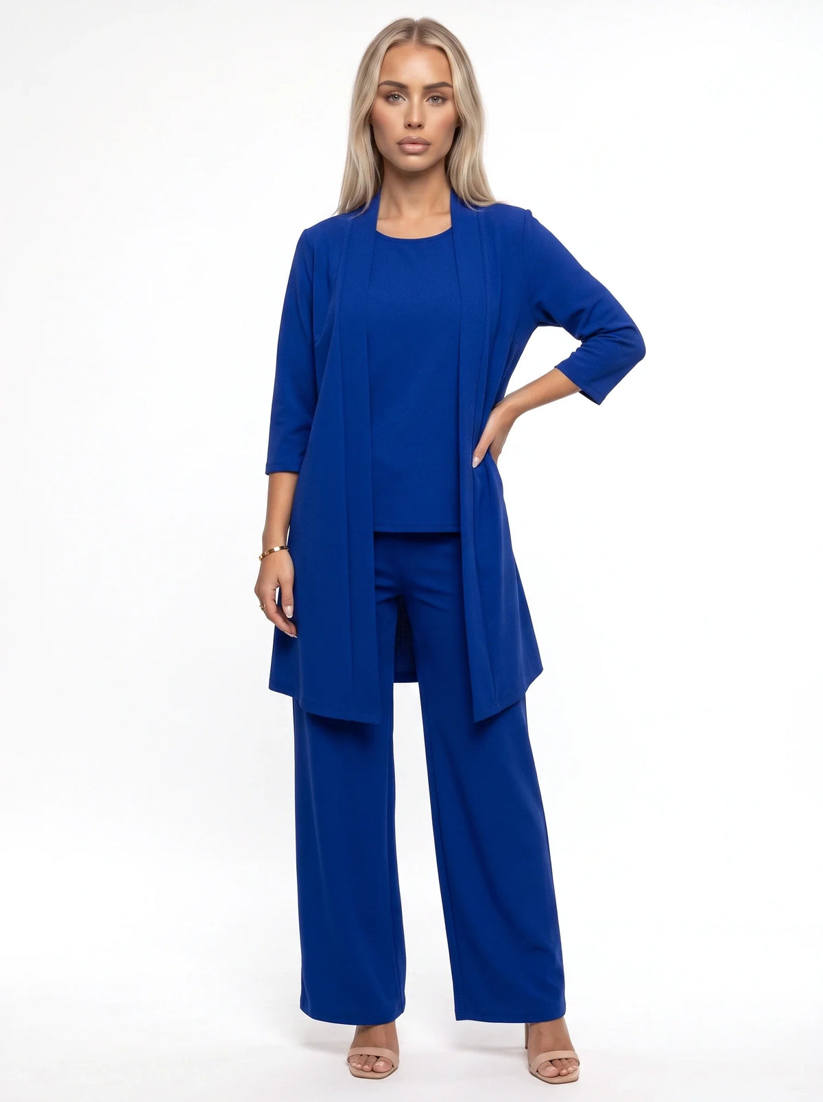 Damen Dreiteiliges Set mit Strickjacke, Top und Weiter Hose – Ansicht 9