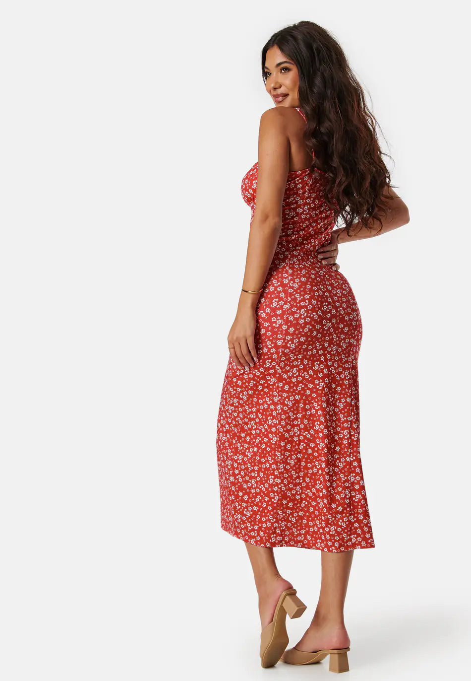 Damen Gemustertes Midikleid mit Beinschlitz – Ansicht 2