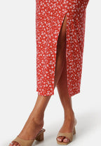 Damen Gemustertes Midikleid mit Beinschlitz – Ansicht 3
