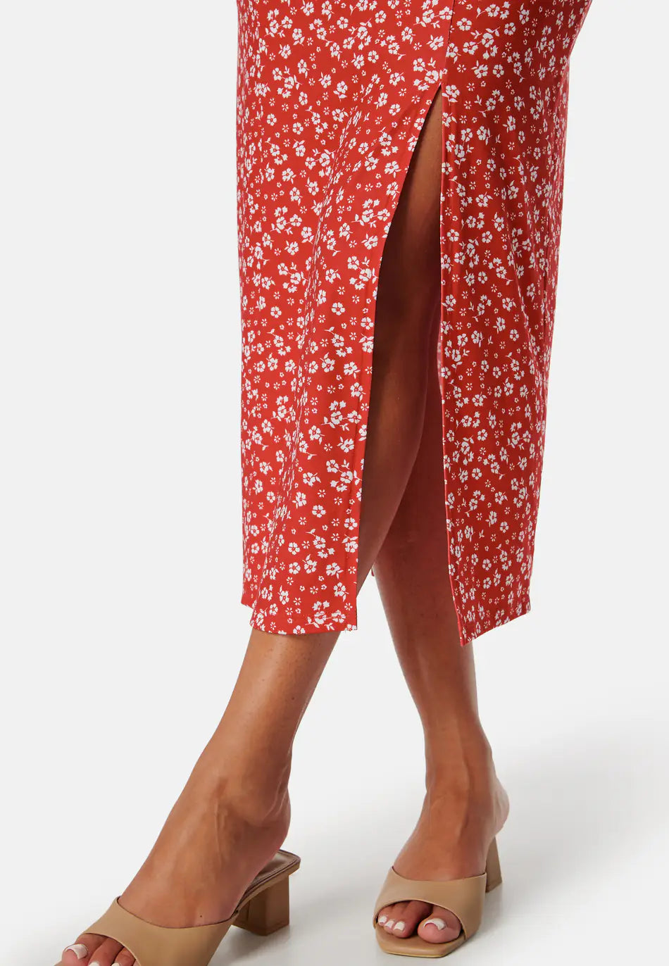 Damen Gemustertes Midikleid mit Beinschlitz – Ansicht 3