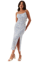 Damen Gemustertes Midikleid mit Beinschlitz – Ansicht 4