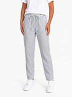 Damen gestreifte Hose mit Kordelzug