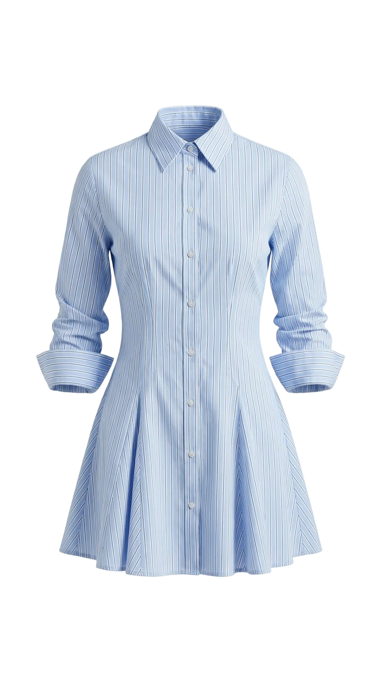 Damen Gestreiftes Hemdblusenkleid mit Durchgehender Knopfleiste