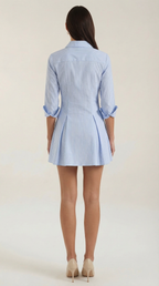 Damen Gestreiftes Hemdblusenkleid mit Durchgehender Knopfleiste