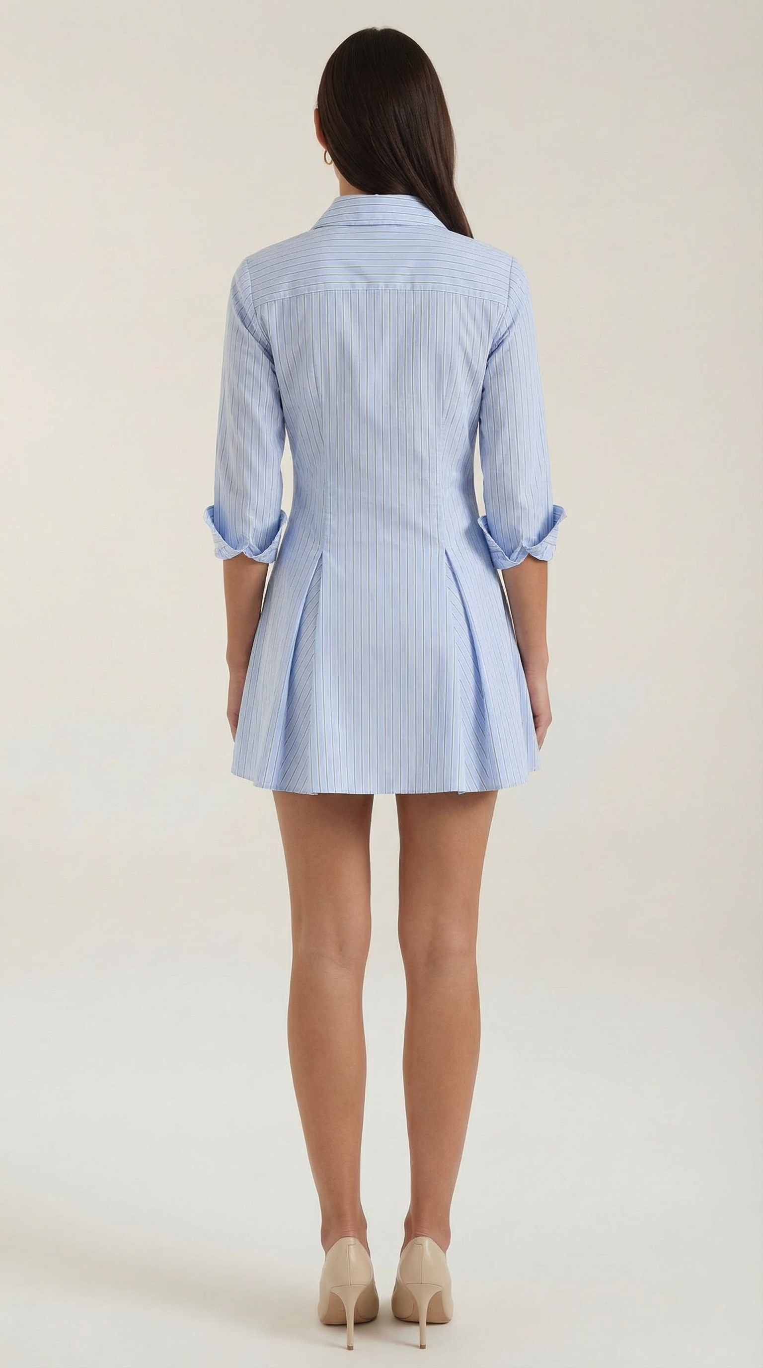 Damen Gestreiftes Hemdblusenkleid mit Durchgehender Knopfleiste