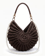 Damen Häkeltasche in Muschelform mit Geflochtenem Griff und Kette – Ansicht 10