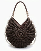 Damen Häkeltasche in Muschelform mit Geflochtenem Griff und Kette – Ansicht 11