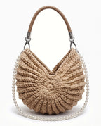 Damen Häkeltasche in Muschelform mit Geflochtenem Griff und Kette – Ansicht 13