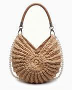 Damen Häkeltasche in Muschelform mit Geflochtenem Griff und Kette – Ansicht 14