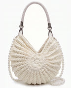 Damen Häkeltasche in Muschelform mit Geflochtenem Griff und Kette – Ansicht 16