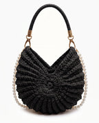 Damen Häkeltasche in Muschelform mit Geflochtenem Griff und Kette – Ansicht 2