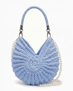 Damen Häkeltasche in Muschelform mit Geflochtenem Griff und Kette – Ansicht 4