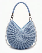Damen Häkeltasche in Muschelform mit Geflochtenem Griff und Kette – Ansicht 5
