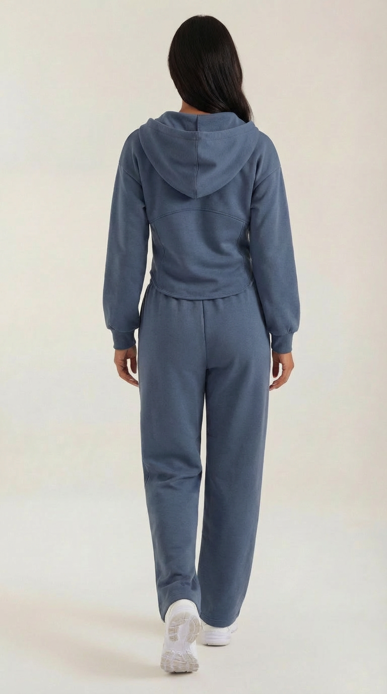 Damen Hoodie und Weithosen Set mit Reißverschluss