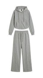 Damen Hoodie und Weithosen Set mit Reißverschluss
