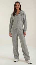 Damen Hoodie und Weithosen Set mit Reißverschluss