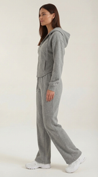 Damen Hoodie und Weithosen Set mit Reißverschluss